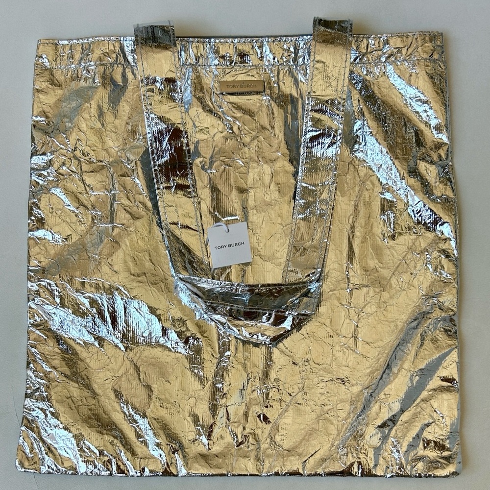 Tory Burch Metallic Silver Tote